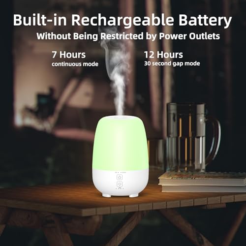 SPLITSKY 150ML Cordless Essential Oil Diffuser, Built-in 6000mAH Rechargeable Battery, 7 Hours Run Time, 7 Colors LED Ligh...