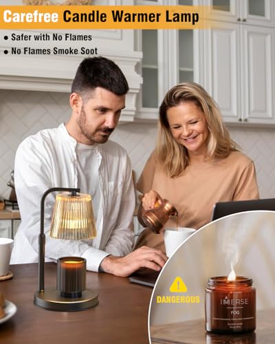 Candle Warmer Lamp with Timer Dimmable - Adjustable Electric Wax Melt Warmer Scented Large Jar Candles Lights, House Warmi...
