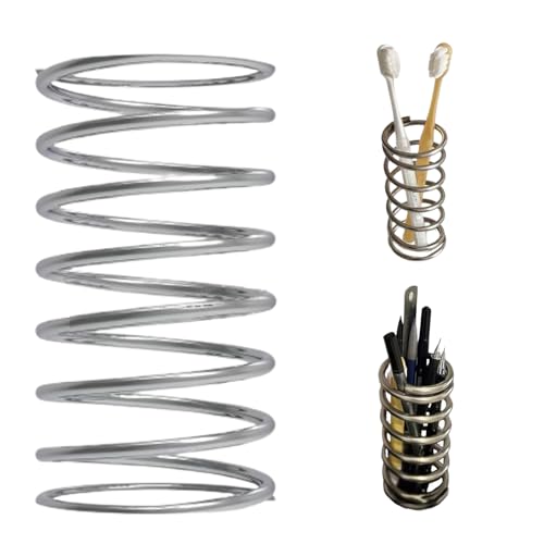 Toothbrush Holders Spring Shape Stainless Steel Pen Holder Bathroom Tabletop Makeup Brush Organizer Toothbrush Stand