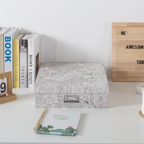 Soul & Lane Scrapbooking Storage Box: 14.8 × 13.0 × 3.7 In, Large Keepsake Organizer for Photos, Memorabilia, and School M...