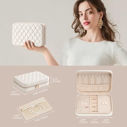 Lolalet Travel Jewelry Case for Women Girls, Travel Jewelry Organizer Box with Mirror & Clear Storage Bag, Small Portable ...