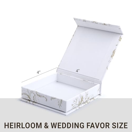 Sorarto Luxury Keepsake Gift Boxes with Magnetic Lids (2 Pack) - Rigid 4x4 Boutique Box for Handkerchiefs, Jewelry & Brida...