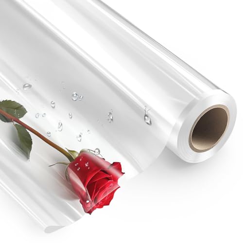 PerkHomy Clear Cellophane Wrap Roll 16" x 100' 3 Mil Thick Cellophane For Gift Basket Treats Goodie Wrapping Craft Flower ...