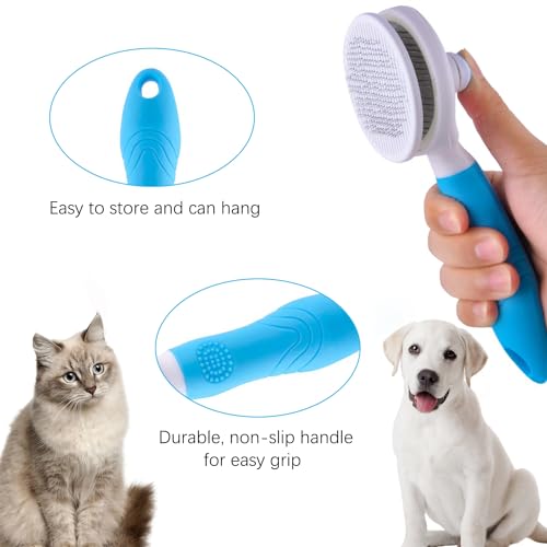 Self Cleaning Slicker Brush - Cat Brush Skin-Friendly Deshedding Grooming Massaging Tool for Long & Short Haired Pets, Cat...