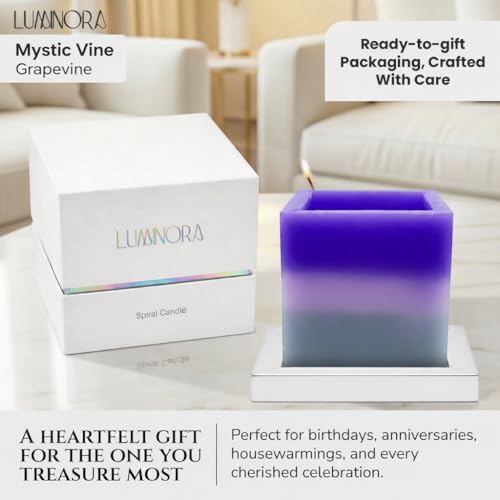 LUMINORA Spiral Scented Candle for Women & Men | Hand-Crafted Decorative Soy Wax Candle | Wooden Wick | Unique Twisted Spi...