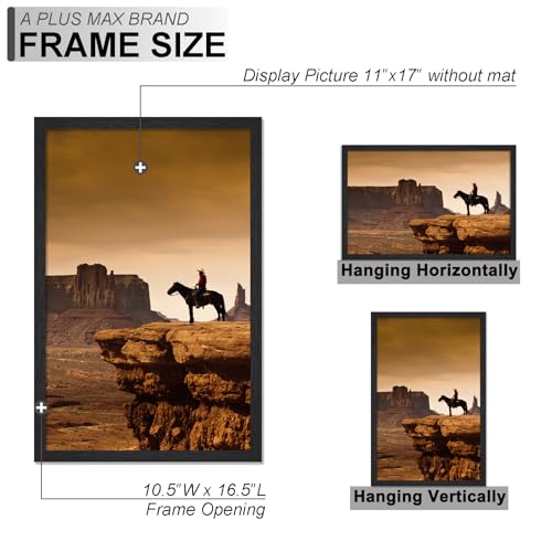 A PLUS MAX 11x17 Picture Frame, Black Engineered Wood Frame for 11 x 17 Inch Picture Poster Photo, Light Weight 11 by 17 F...