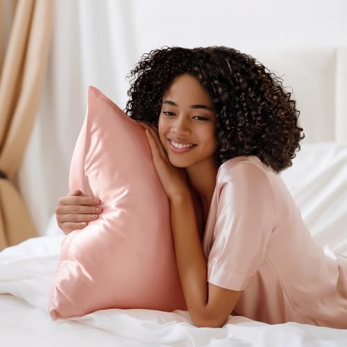 BEDELITE Satin Pillowcase for Hair and Skin, Super Soft and Cooling Similar to Silk Pillow Cases 2 Pack with Envelope Clos...