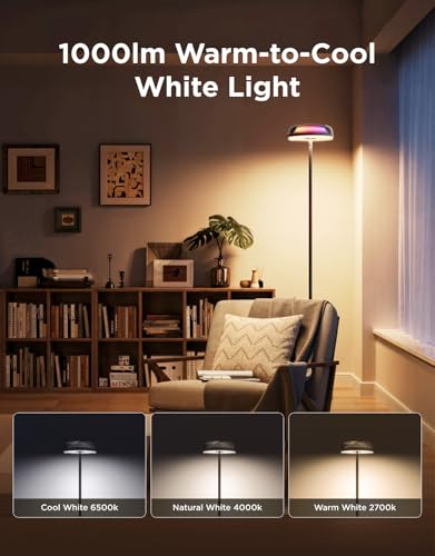 Govee Uplighter Floor Lamp for Living Room, RGBIC Ripple Projector, Floor Lamp for Bedroom, Compatible with SmartThings, A...