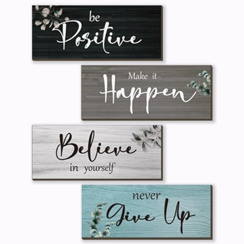FENCORDAR 4 Pcs Office Decor For Women Motivational Wall Decor Rustic Inspirational With Positive Sayings Wooden Hangings ...