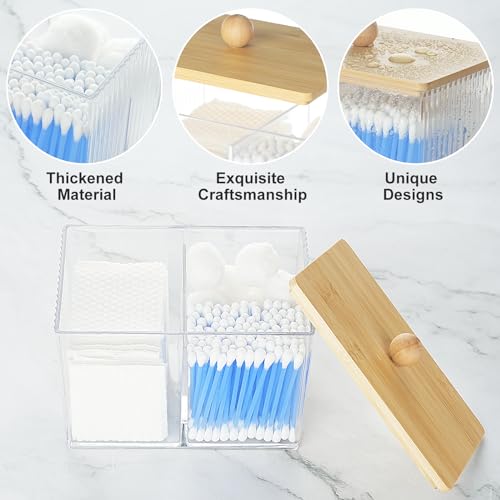 KIMCHOMERSE Qtip Holder Storage, Bathroom Cotton Ball Holder Canisters for Cotton Swab, Cottons Pad, Dental Floss Organize...