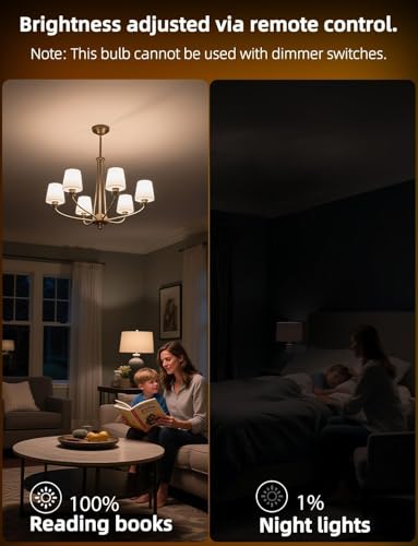 HEKEE E12 LED Candelabra Light Bulbs, Color Changing Candle, C37 B11 40W Incandescent Equivalent, 450 Lumen, RGB + 2700K W...