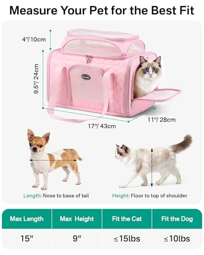 CarryTip Cat Carrier Airline Approved 17x11x9.5 Inches, Top Expandable Soft Sided Pet Travel Carrier for Cats & Small Dog...