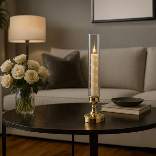 Prerish 6 PCS Flameless Candles with Timer, Flickering Flameless LED Pillar Candles for Romantic Ambiance with Embedded St...