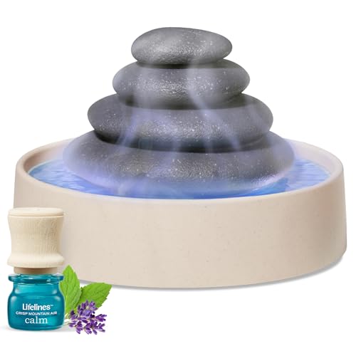 Lifelines Stacking Stones Aromatherapy Diffuser - Calming Sensory Oasis with Mesmerizing Aromatic Mist & Auto-Shut Off Fea...