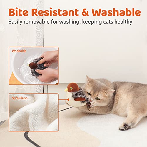 Potaroma Cat Toys Rechargeable Flapping Bird Sparrow, Lifelike Chirp Tweet, Touch Activated Kitten Toy Interactive Cat Exe...