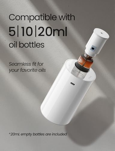 Waterless Essential Oil Diffuser, Portable Aromatherapy Diffuser with 20mL Capacity, Battery Operated Mini Scent Diffuser,...