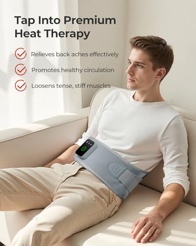 Cordless Heating Massage Pad Customizable Pain Relief with 3 Heat 3 Vibration 3 Timer Settings Wearable and Rechargeable f...