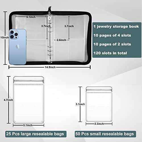 Travel Jewelry Organizer Transparent Jewelry Storage Book Set with Anti-oxidation Pocket Traveling Necklace Earring Organi...