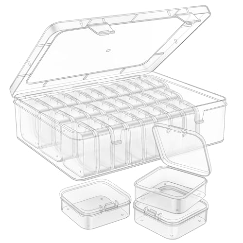 Mathtoxyz Bead Organizer Box, 62Pcs Small Organizers and Storage Plastic Cases, Mini Clear Storage Containers With Hinged ...