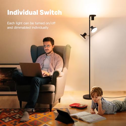 SIBRILLE 36W LED Tree Floor Lamp, Modern Dimmable Standing Lamp with Remote & Touch Control, 4 Color Temperatures, 3 Rotat...