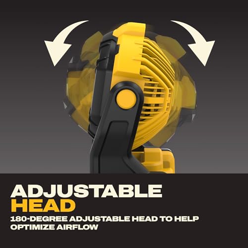 DEWALT 20V MAX Portable Fan, Battery Powered Rechargeable Cordless Shop Fan, Up to 4.5 Hrs Runtime, Variable Speed, 650 CF...
