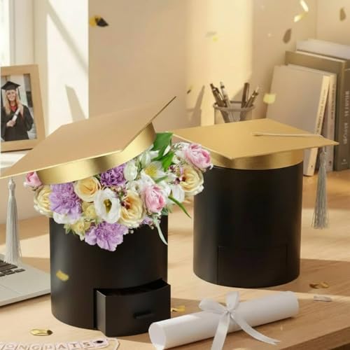 Weekgrat 2 Pack Graduation Flower Box Graduation Cap Gift Boxes 6.9 x 6.4 in empty Container for Grad Party Outdoor Indoor...
