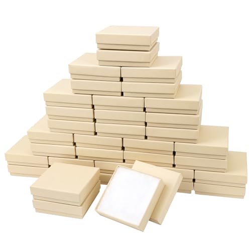 batifine Jewelry Gift Boxes, Cardboard Jewelry Boxes, 40 Pack 3.5x3.5x1 Inch, Bulk Cotton Filled Small Jewelry Boxes with ...