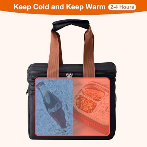Lunch Bag Upgraded Insulated Lunch Box for Men and Women - 15-20L Expandable Double Deck, Leakproof Soft Cooler Bag with S...