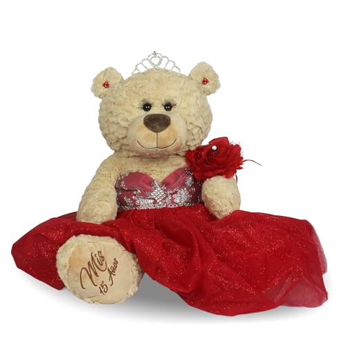 Kinnex Collections by Amanda Large 20” Quinceañera Teddy Bear Centerpiece – Elegant Dress, Oversized Keepsake Gift for 15 ...