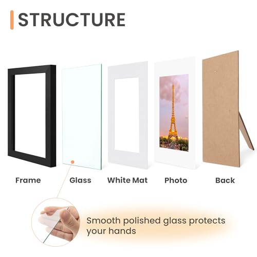upsimples 11x14 Picture Frame Set of 3, Made of High Definition Glass for 8x10 with Mat or 11x14 Without Mat, Wall and Tab...