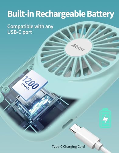 Aluan Handheld Mini Fan Powerful Small Personal Portable Speed Adjustable USB Rechargeable Eyelash Fan for Kids Girls Boys...