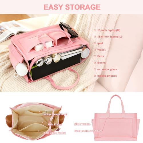 Canvas Tote Bag for Women With Pockets, Laptop Work Crossbody Purses Everything Shoulder Tote Bag Everyday Satchel Handbags