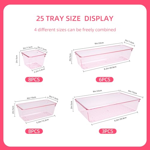 Trotianingyu Kitchen Desk Drawer Organizers Storage for Office, Small Acrylic Vanity Trays Makeup Organizer for Drawer Bat...