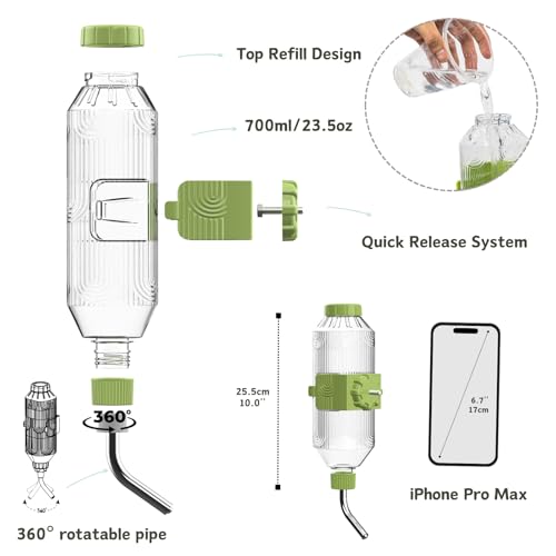Pet Water Bottle[S24, 24oz], Hanging Dog Water Dispenser Kennel Plastic Drinker Kettle Feeder BPA Free Cage Crate Hutch Pu...