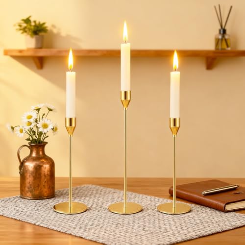 Giantree Set of 18 Decorative Taper Candle Holders, Modern Elegant Thin Metal Tall Candlestick Holders Table Centerpieces ...