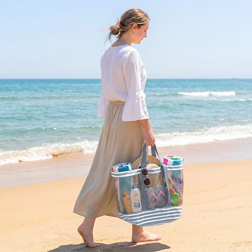 G4Free Mesh Beach Bags for Women Men Extra Large Packable Beach Tote Bag Reversible Travel Pool Shopping