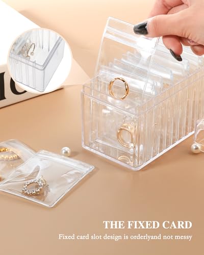 HOMEHIVE Acrylic Jewelry Box Organizer, Clear Jewelry Organizer and Storage with 20 Portable Anti Tarnish Jewelry bags, Tr...