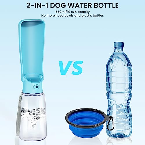 FORWH Portable Dog Water Bottle Dispenser [Leak Proof & Foldable] Dog Travel Water Bottle Bowl Accessories for Puppy Small...