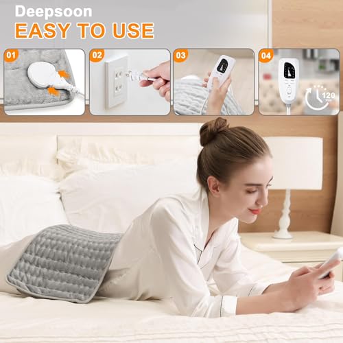Deepsoon Heating Pad,Electric Heating Pads for Back,Neck,Moist Heating Pad for Abdomen Shoulder Knee Legs,Dry/Moist Heat&A...