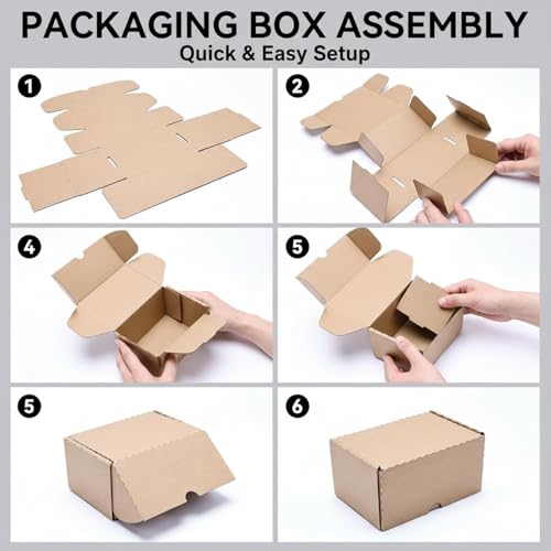 Boxlium 10 Pack Small Shipping Boxes 6x4x3'' Corrugated Small Cardboard Boxes for Shipping, Recyclable Packaging Boxes for...