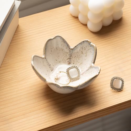 Flower Ring Holder Dish, Ceramic Jewelry Tray Dish, Small Trinket Dish, Jewelry Plate Bowl, Cute Jewlery Ring Holder Dish,...