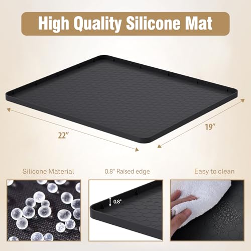 Water Cooler Mat - (22" x 19") Non-Slip Water Cooler Mat with Raised Edge for Foor Protector, Under Water Dispenser Mat Us...