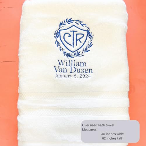 AVTRBoutique LDS Baptism Gift CTR Towel, Personalized Floral Gift Bath Towel Church of Jesus Christ of Latter-Day Saints (...