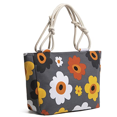 Large Tote Handbag,Women Beautiful Flower Bag, Canvas Shoulder Bags for Lady's Working/Shopping/Travel/Gym/Beach Wear,Flor...