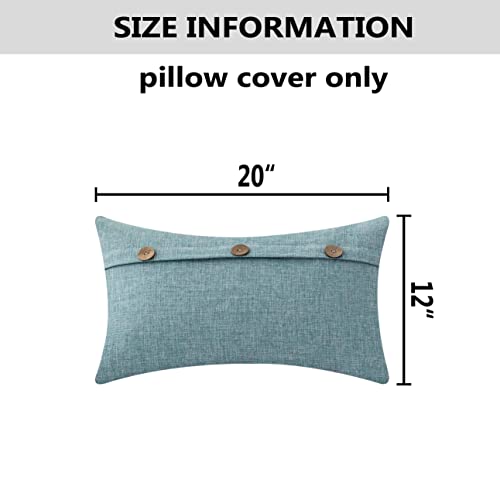 Home Brilliant 12x20 Pillow Cover Linen Decorative Throw Pillow Cover Button Cushion Cover for Couch, Rectangular, 30 x 50...