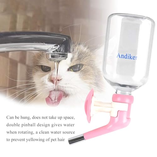 Andiker Dog Water Bottle for Crate, No-drip 350ml Dog Water Dispenser Adjustable and Detachable Installed on The Kennel Ca...