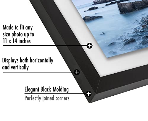 Americanflat 11x14 Floating Picture Frame with Polished Crystal-Clear Glass - Use as 8x10 Picture Frame or Display 5x7 Pho...