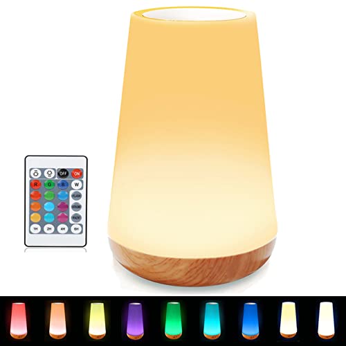 ROYFACC LED Night Light Touch Lamp Bedside Table Lamp for Kids Bedroom Rechargeable Dimmable with Remote Control Warm Whit...