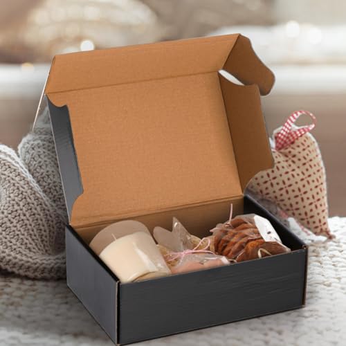 Dicunoy 30 Pack CardBoard Boxes, 9 x 6 x 3 Inches Small Shipping Boxes, Black Corrugated Cardboard Box for Mailing Packing...
