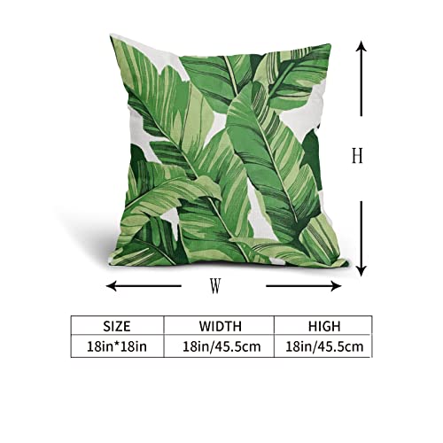Tropical Palm Leaves Throw Pillow Covers 18x18 Inch Pack of 2 Summer Green Banana Leaf Pillow Covers Modern Outdoor Tropic...